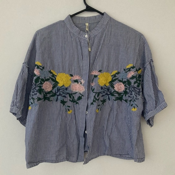 Embroidered cotton peasant blouse - Picture 2 of 8